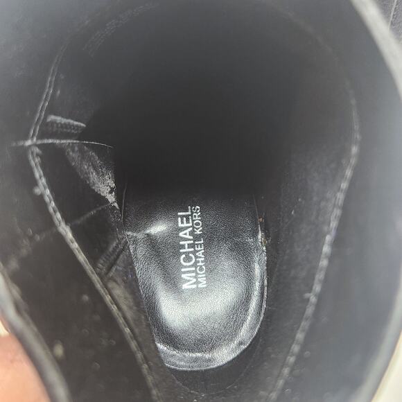 Michael Michael Kors Black Pebbled Leather Ankle Boots Size 8.5M Block Heel Zip - Picture 8 of 10